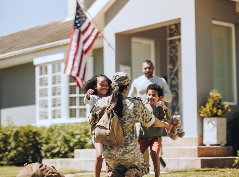 U.S. service member returning home to her family.